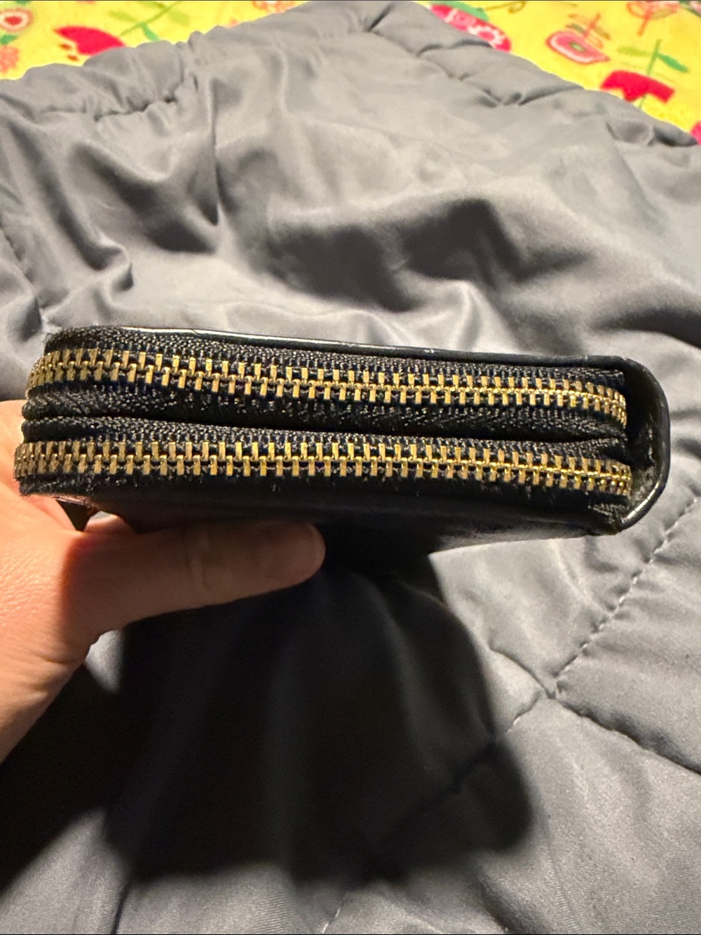 COACH Black Pebbled Leather Zip Wallet with Gold Logo - Picture 6 of 10
